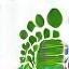 Icono de huella de carbono con hojas verdes, para planificación de reducción
