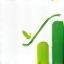 Icono de gráfico creciente con hoja, representando estrategias corporativas